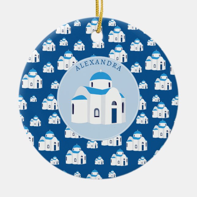 Monogramm der griechischen Insel Santorini Keramik Ornament (Vorne)