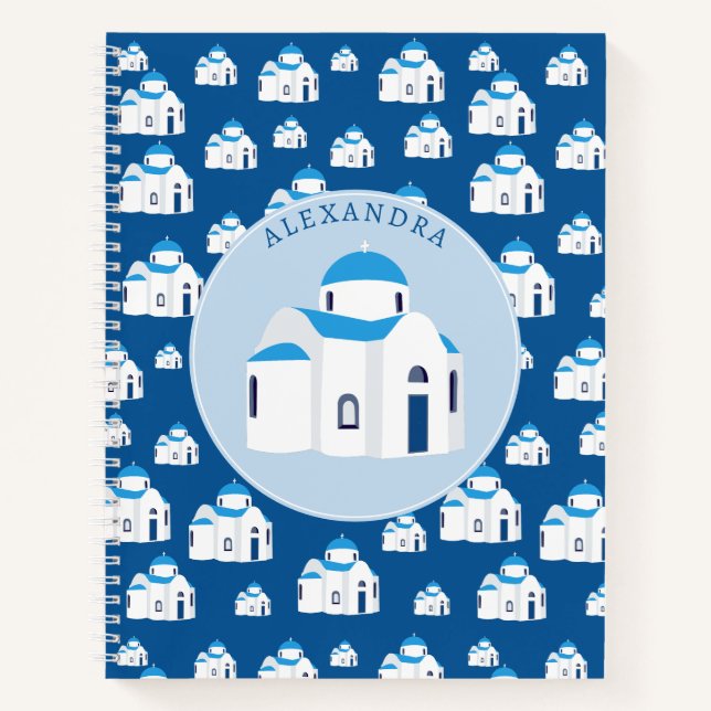 Monogramm der griechischen Insel Santorini Notizbuch (Vorderseite)