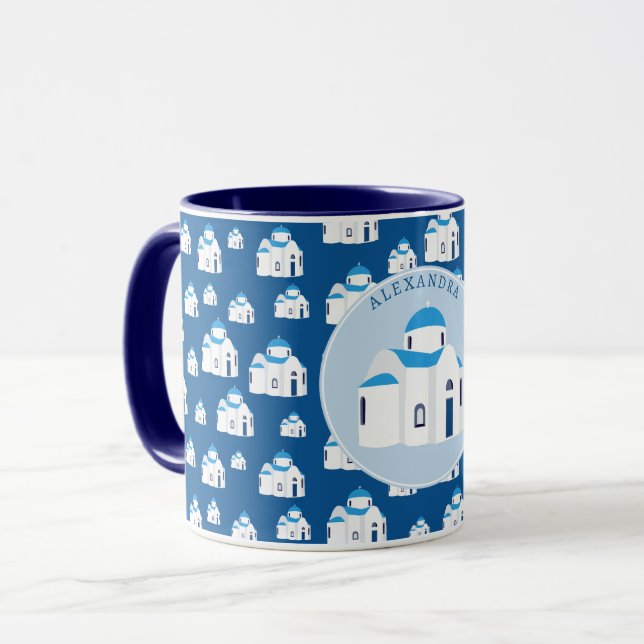 Monogramm der griechischen Insel Santorini Tasse (Vorderseite Links)