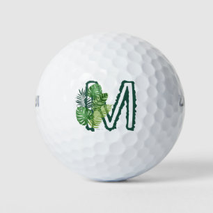 Monogramm der grünen tropischen Blätter m Golfball