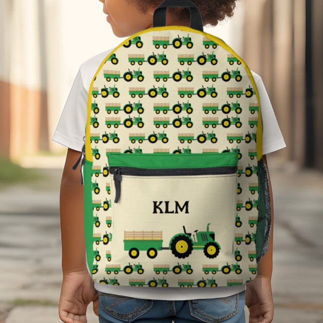 Monogramm der grünen und gelben Zugmaschine Bedruckter Rucksack (Von Creator hochgeladen)