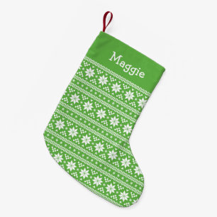Monogramm der grünen und weißen Messe Kleiner Weihnachtsstrumpf
