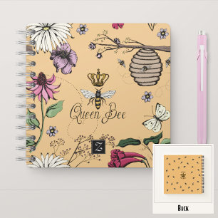 Monogramm der hübschen orangefarbenen Queen Bee &  Notizbuch