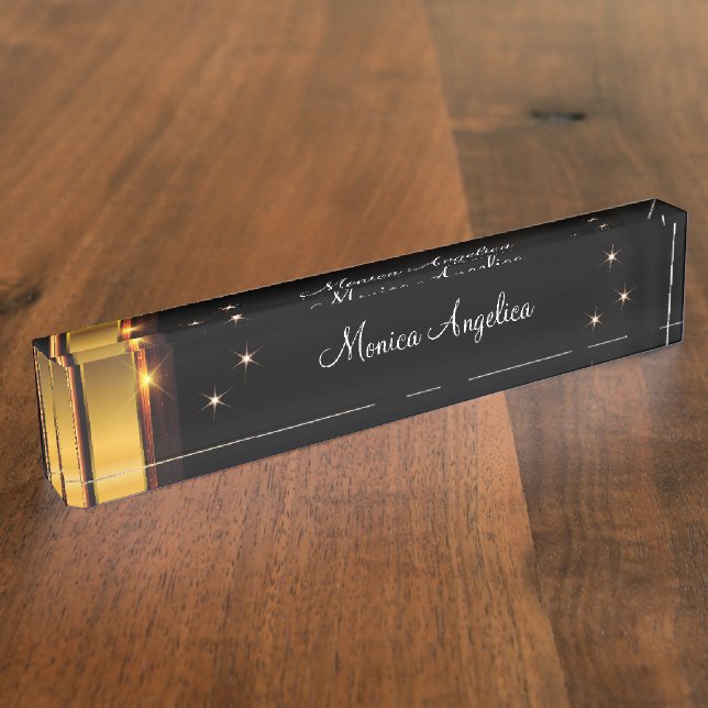 Monogramm der klassischen weiblichen Führungskraft Namensplakette (Seite)