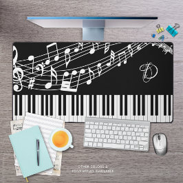 Monogramm der Klaviertastatur-Musiknoten Schreibtischunterlage