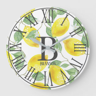 Monogramm der Lemonen für die Wasserfarben Große Wanduhr
