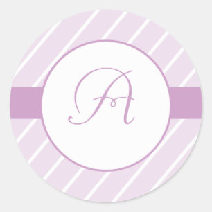 Monogramm der lila Streifen Runder Aufkleber