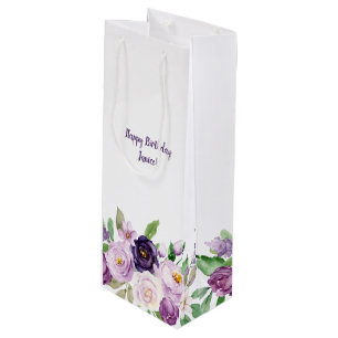 Monogramm der Lila und der Lavendel-Rose Geschenktüte Für Weinflaschen