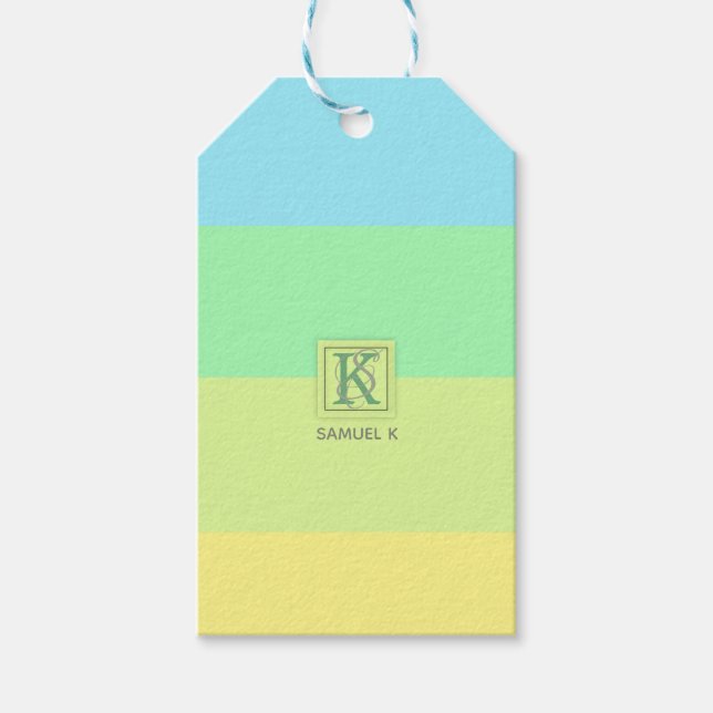 Monogramm der Limonen Farbpalette im Sommer Geschenkanhänger (Vorderseite)