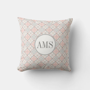 Monogramm der marokkanischen Blume Personalisiert Kissen