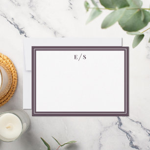 Monogramm der Minimalistischen Lila Grenzen Mitteilungskarte