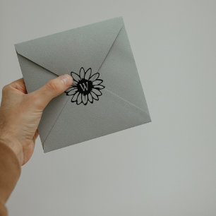 Monogramm der Minimalistischen Sonnenblumenfamilie Gummistempel