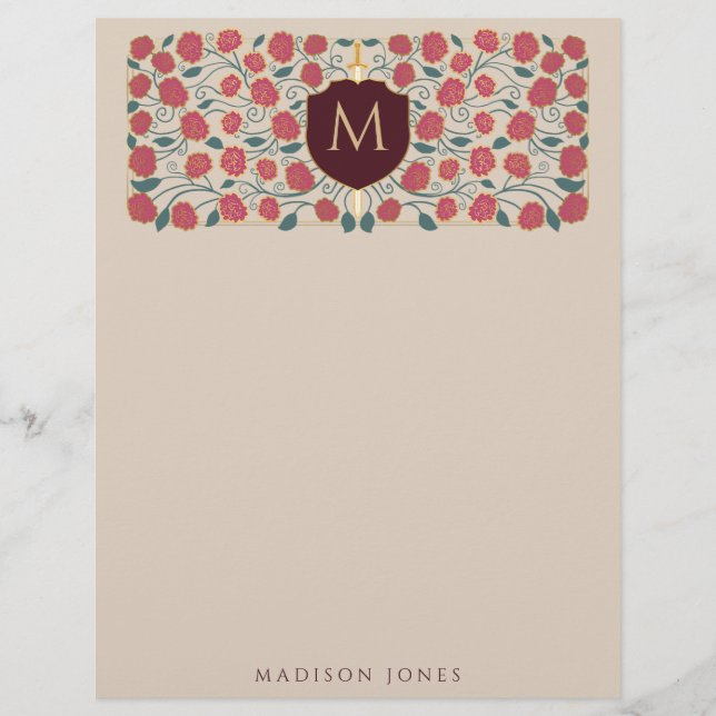 Monogramm der mittelalterlichen Fantasie von Schwe Briefbogen (Vorderseite)