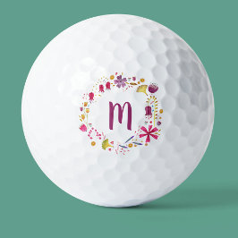 Monogramm der modernen Aquarellfarben-Blume Golfball
