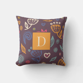 Monogramm der modernen Blumenmuster Kissen