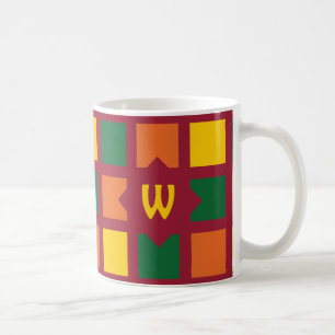 Monogramm der modernen geometrischen Quadrate mit  Kaffeetasse