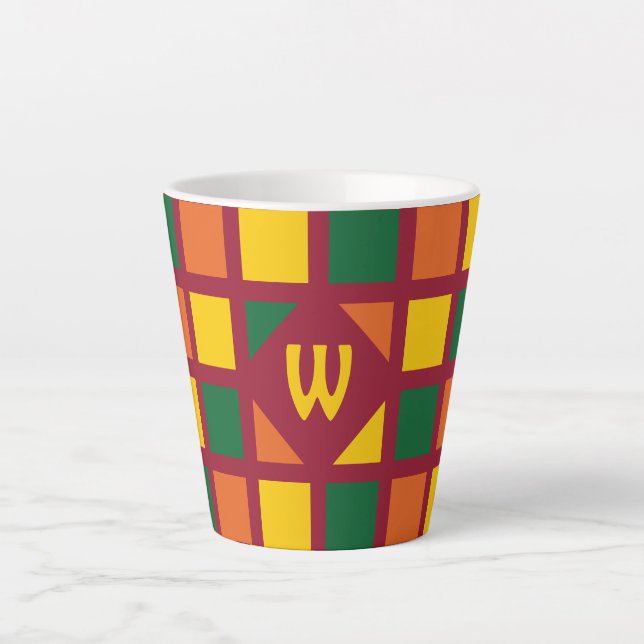 Monogramm der modernen geometrischen Quadrate mit  Milchtasse (Vorderseite)