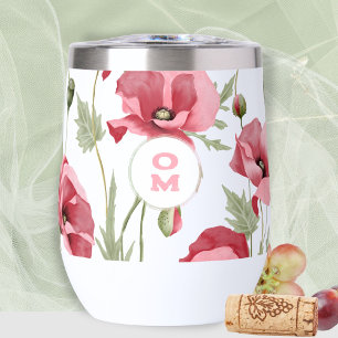 Monogramm der modernen Wildblume Rosa Große Mohn
