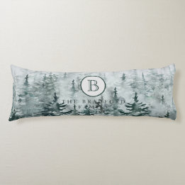 Monogramm der modernen Wintergrünen Pinienwälder Seitenschläferkissen