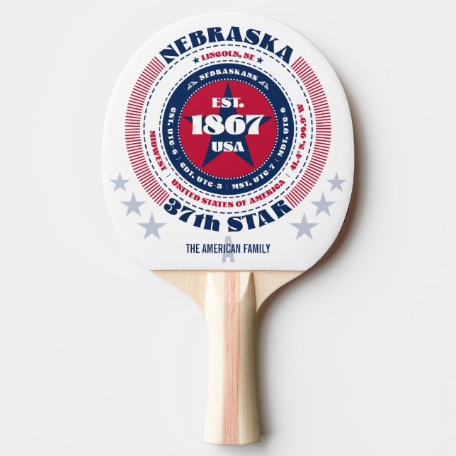 Monogramm der Nebraska-Pride-Circular Typografie Tischtennis Schläger (Vorderseite)