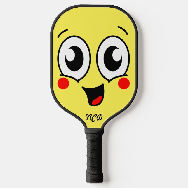 Monogramm der niedlichen Cartoon Pickleball Schläger (Vorderseite)