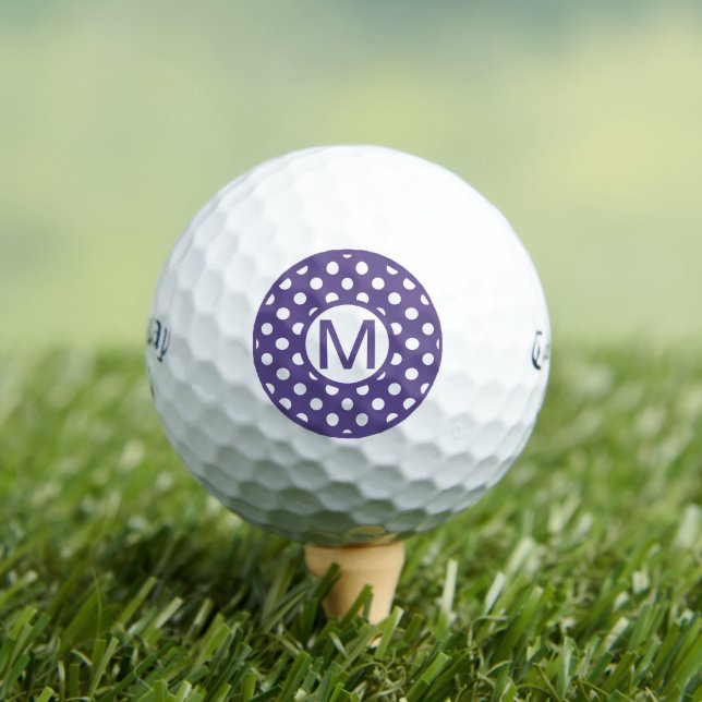 Monogramm der niedlichen Lila und weißen Polka-Dos Golfball (Insitu T-Shirt)