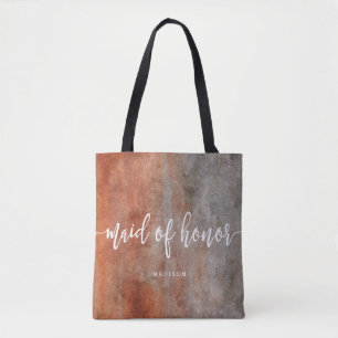 Monogramm der Orange-Trauzeugin Tasche