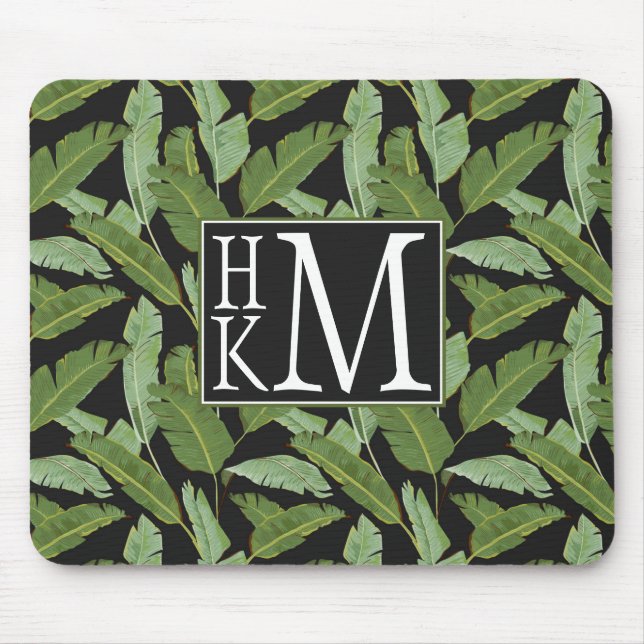 Monogramm der Palmblatt-| Mousepad (Vorne)