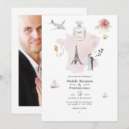 Monogramm der Pariser Hochzeit in Urlaubsort Water Einladung