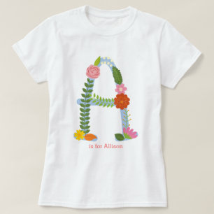 Monogramm der personalisierten Blume (A) T-Shirt