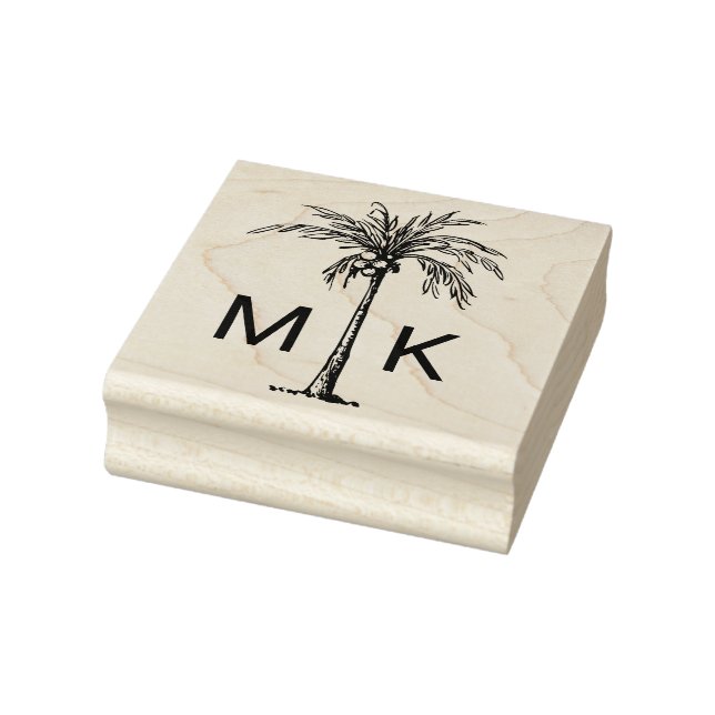 Monogramm der personalisierten Tropenpalme Gummistempel (Stempel)
