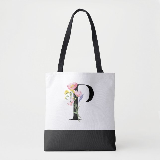 Monogramm der personalisierten Wildblume, Buchstab Tasche (Vorderseite)