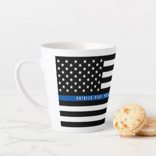 Monogramm der Polizeiflagge der Thin Blue Line Milchtasse