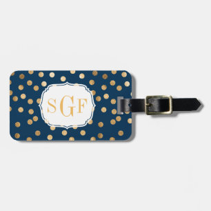 Monogramm der Punkte für Navy Blue und Gold Glitze Gepäckanhänger