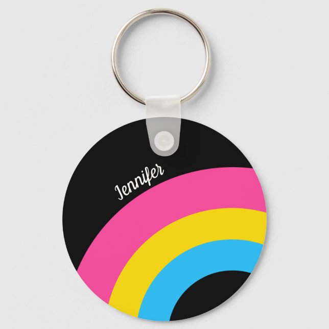 Monogramm der Regenbogenflagge Pansexual Schlüsselanhänger (Vorderseite)