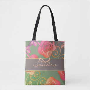 Monogramm der romantischen Rose Tasche