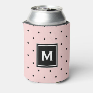 Monogramm der rosa und schwarzen Polka-Punkte Dosenkühler