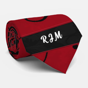 Monogramm der roten und schwarzen Blütenwirbelkapp Krawatte