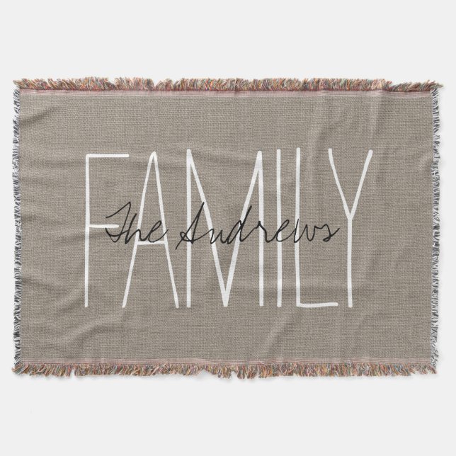 Monogramm der Rustikalen Chic-Familie Decke (Vorderseite)