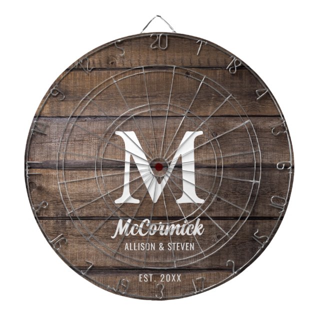 Monogramm der Rustikalen Holztextur Dartscheibe (vorne)
