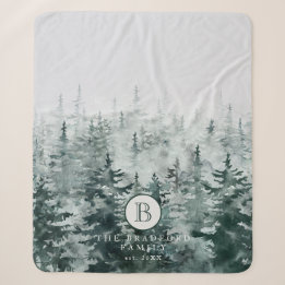 Monogramm der Rustikalen Winterwaldkiefernbaum-Fam Sherpadecke