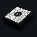 Monogramm der Schwarz-Weiß-Blume Schmuckschachtel<br><div class="desc">Stilvoll und niedlich,  ist diese Black & White Blume Muster Monogram Keepake Box perfekt für jede Frau.</div>