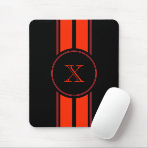 Monogramm der schwarzen roten Streifen Mousepad