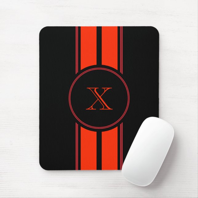 Monogramm der schwarzen roten Streifen Mousepad (Mit Mouse)