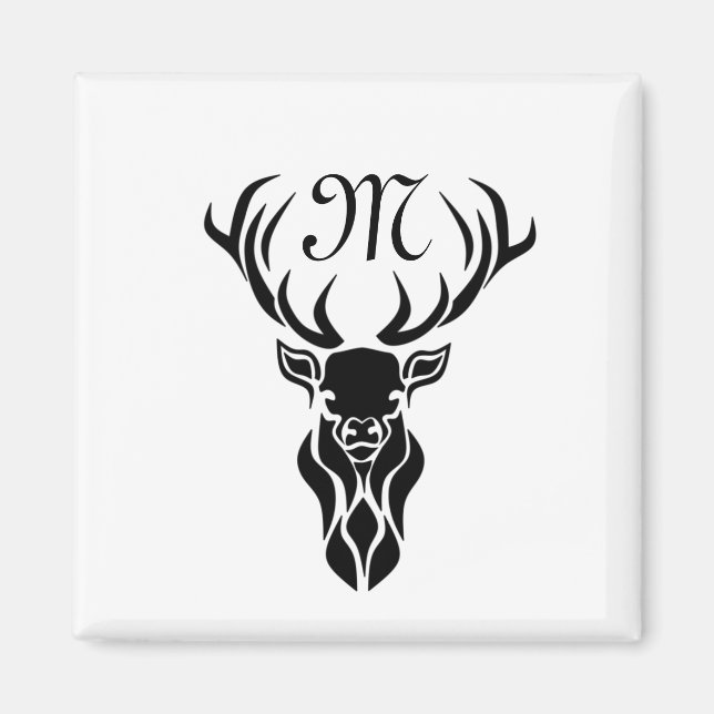Monogramm der schwarzen Stag-Silhouette Magnet (Vorne)