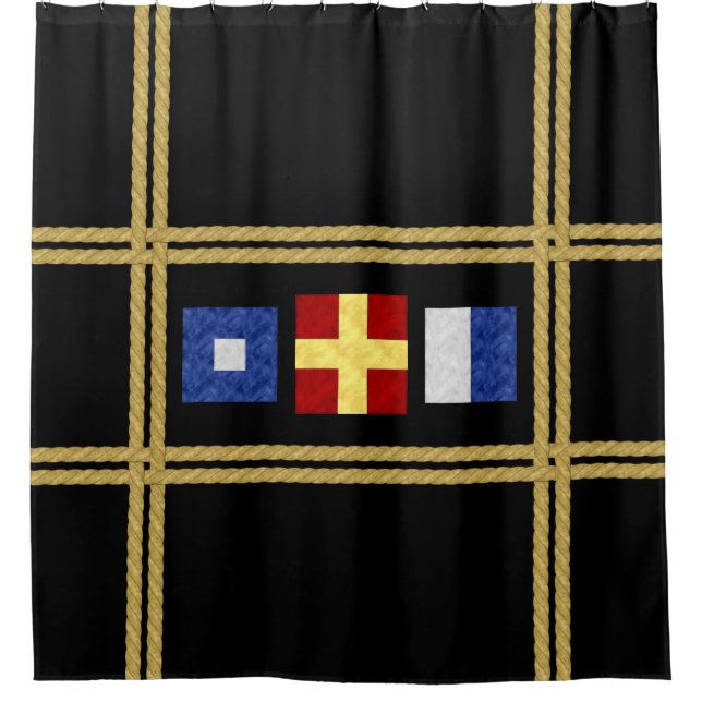 Monogramm der Seesignalflagge für Wasserfarben Duschvorhang (Vorderseite)