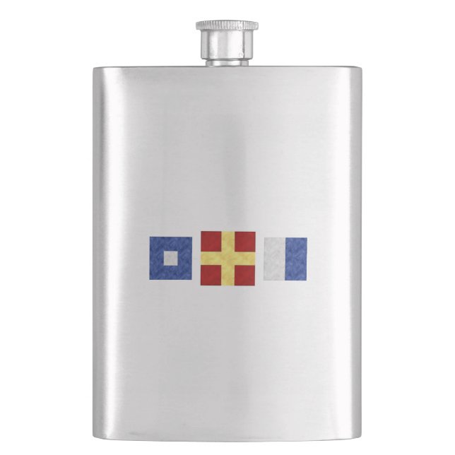 Monogramm der Seesignalflagge für Wasserfarben Flachmann (Vorderseite)