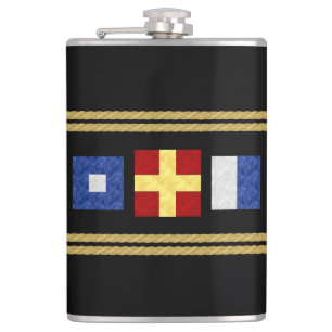 Monogramm der Seesignalflagge für Wasserfarben Flachmann