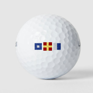 Monogramm der Seesignalflagge für Wasserfarben Golfball