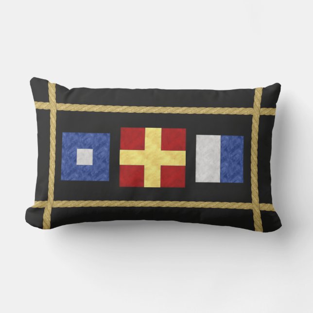 Monogramm der Seesignalflagge für Wasserfarben Kissen Für Draußen (Vorderseite)